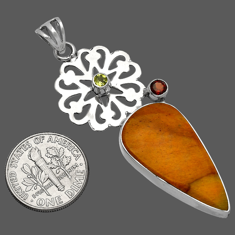 Honey Aragonite, Garnet & Peridot Pendant P-1228 SDP147475