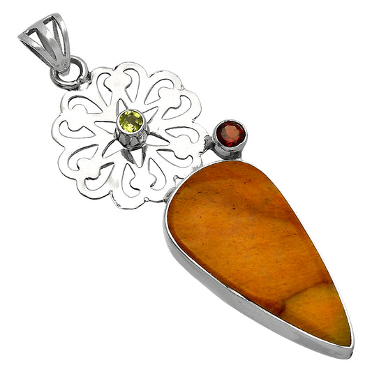 Honey Aragonite, Garnet & Peridot Pendant P-1228 SDP147475