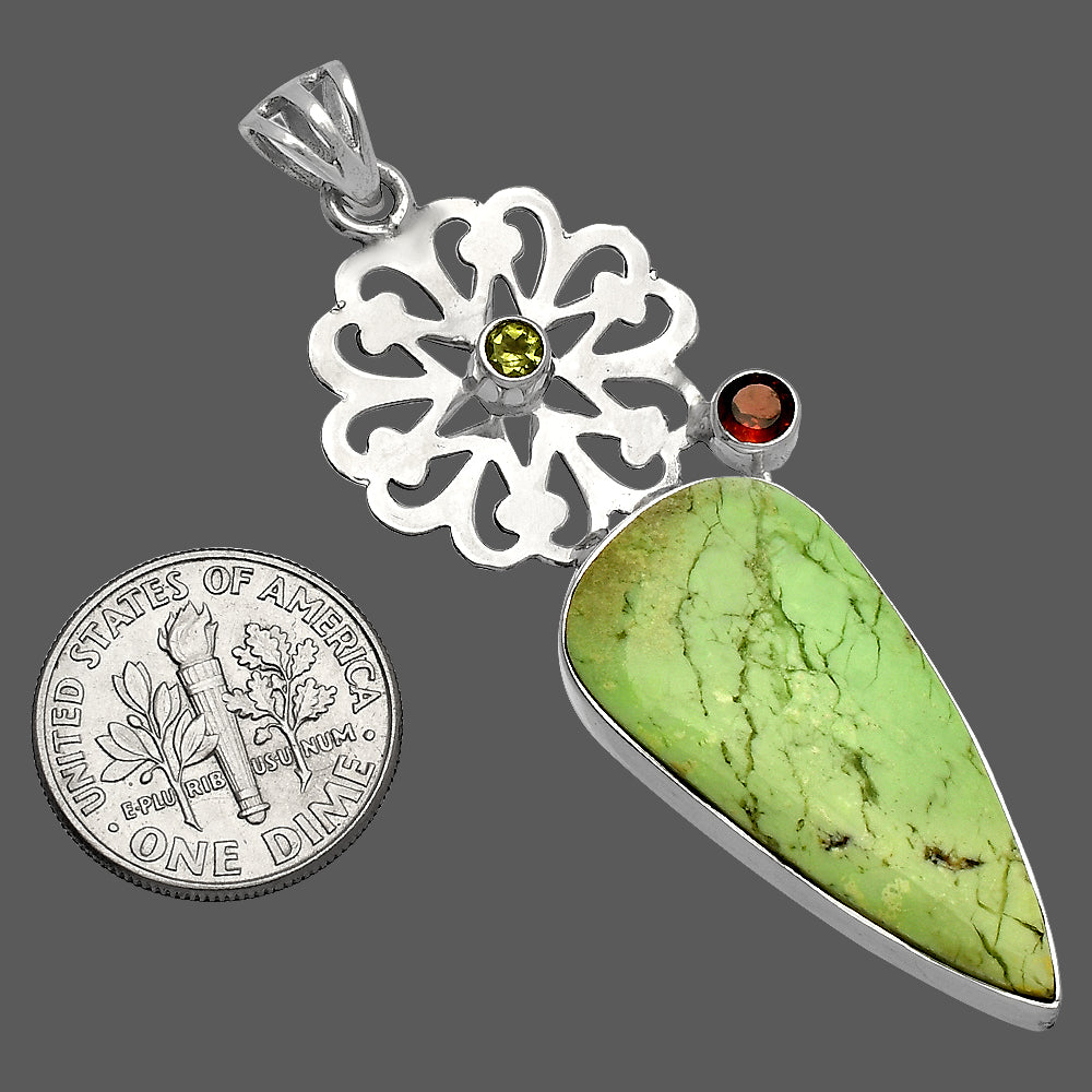 Lemon Chrysoprase, Garnet & Peridot Pendant P-1228 SDP147479