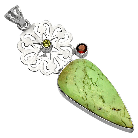 Lemon Chrysoprase, Garnet & Peridot Pendant P-1228 SDP147479