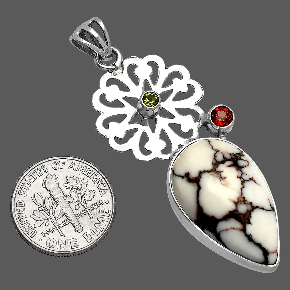 Wild Horse Jasper, Garnet & Peridot Pendant P-1228 SDP147482