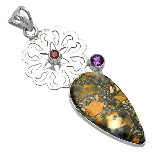 Maligano Jasper, Amethyst & Garnet Pendant P-1228 SDP147488