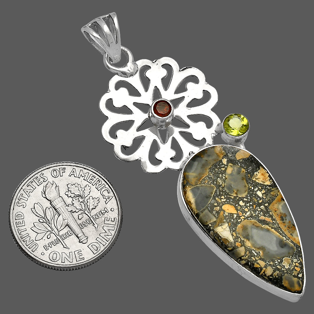 Maligano Jasper, Peridot & Garnet Pendant P-1228 SDP147502
