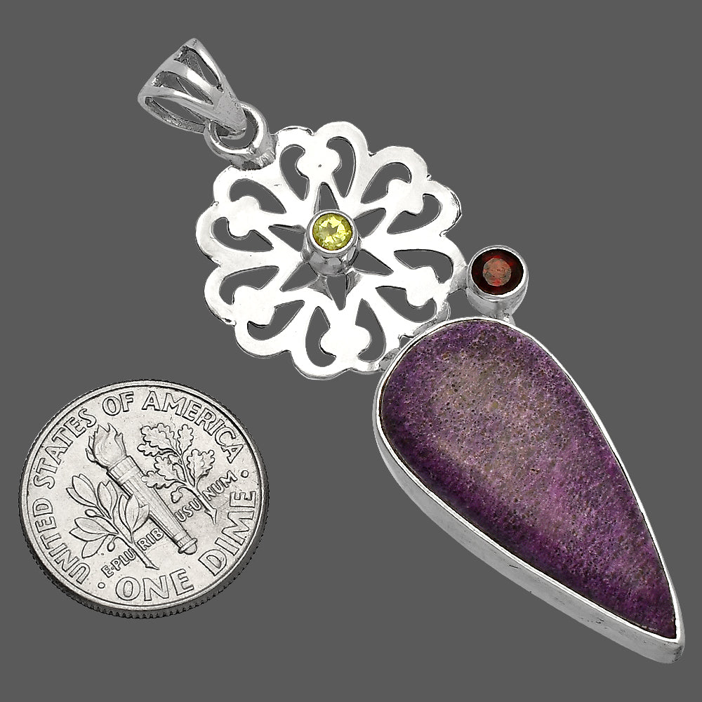 Natural Purpurite, Garnet & Peridot Pendant P-1228 SDP147503
