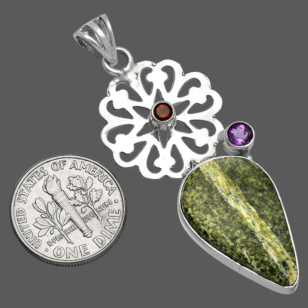 Natural Chrysotile, Amethyst & Garnet Pendant P-1228 SDP147505