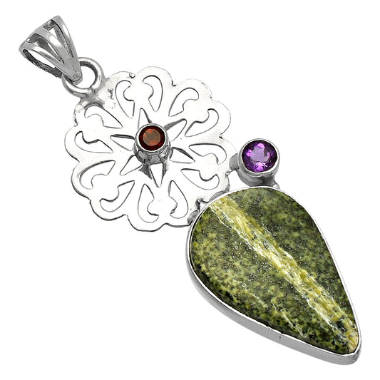 Natural Chrysotile, Amethyst & Garnet Pendant P-1228 SDP147505