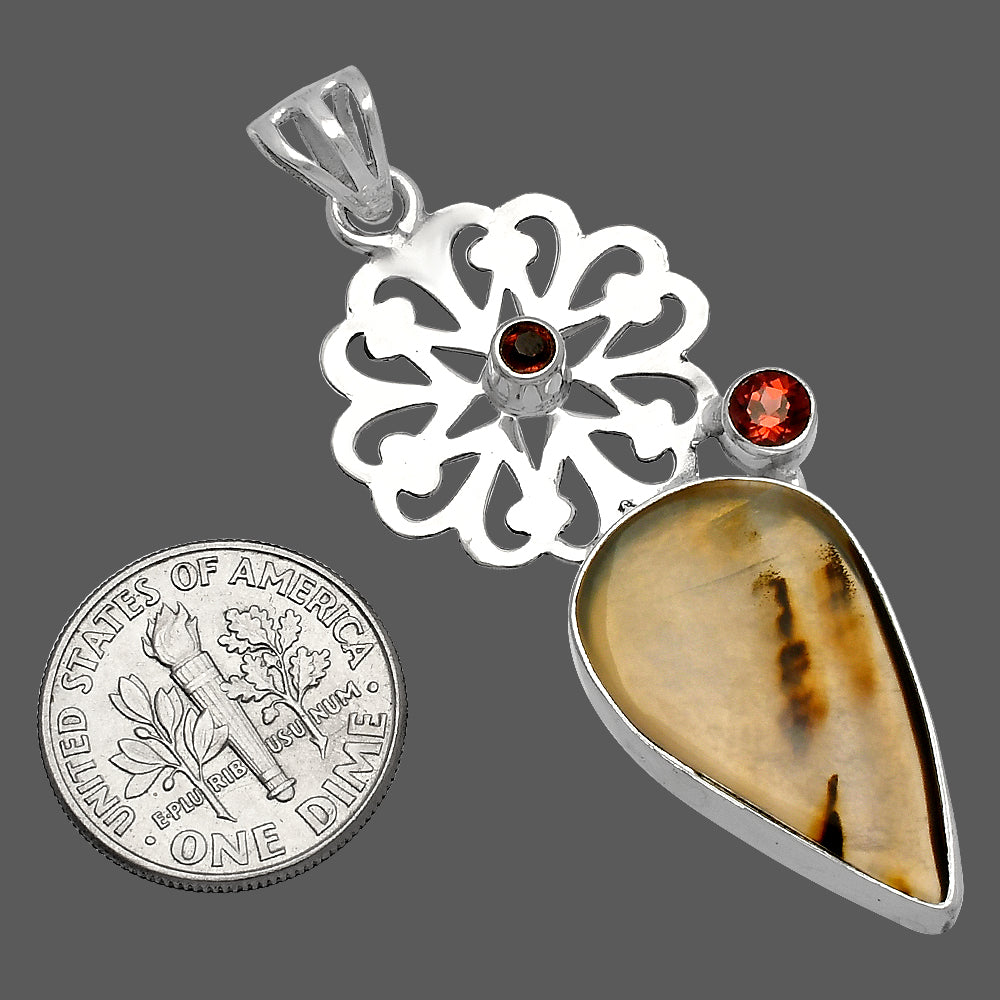 Montana Agate - USA & Garnet Pendant P-1228 SDP147510