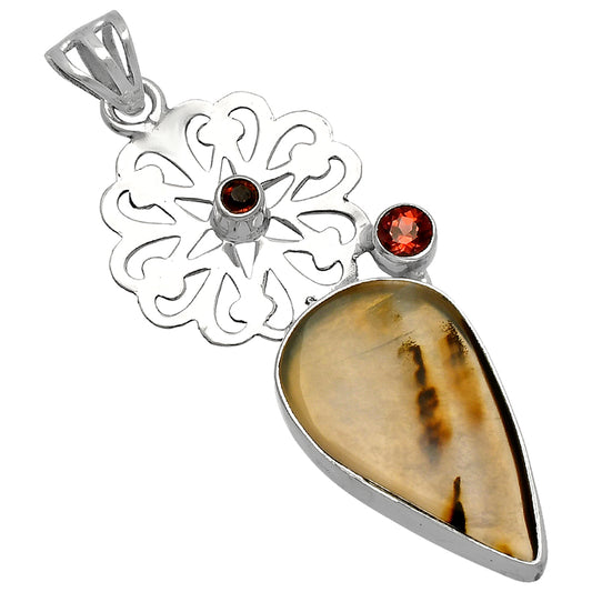 Montana Agate - USA & Garnet Pendant P-1228 SDP147510