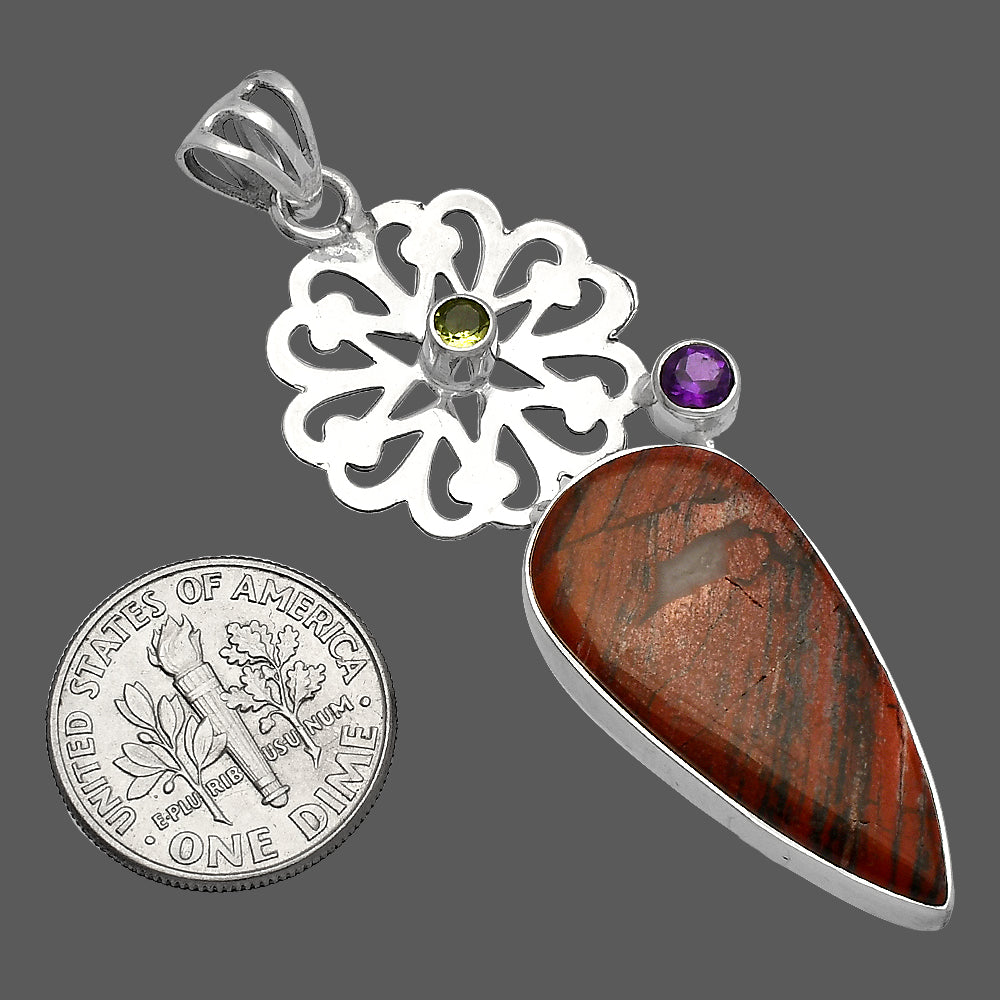 Snake Skin Jasper, Amethyst & Peridot Pendant P-1228 SDP147513