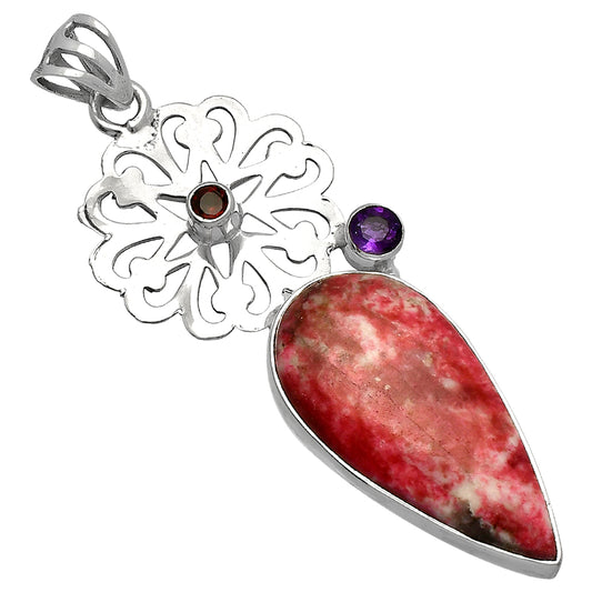 Pink Thulite, Amethyst & Garnet Pendant P-1228 SDP147515