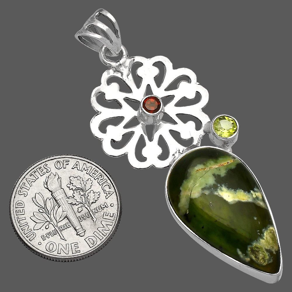 Chrome Chalcedony, Peridot & Garnet Pendant P-1228 SDP147518