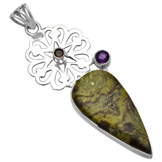 Dragon Blood Stone, Amethyst & Garnet Pendant P-1228 SDP147526