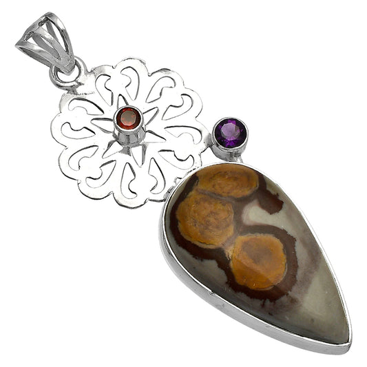 Coffee Bean Jasper, Amethyst & Garnet Pendant P-1228 SDP147527