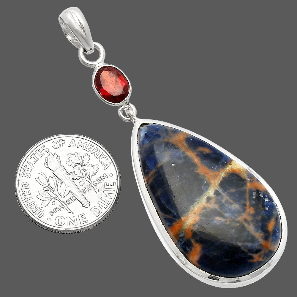 Natural Sodalite & Garnet Pendant P-1531 SDP147576