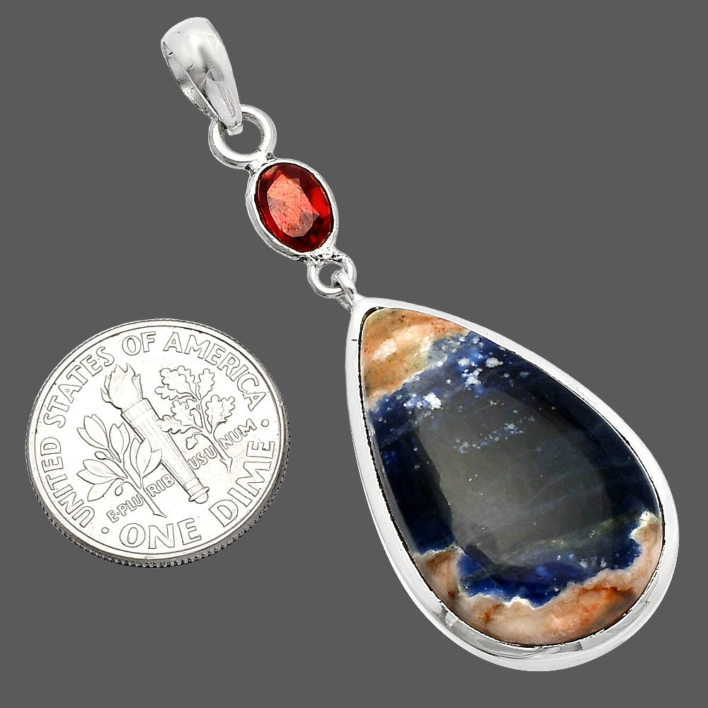 Natural Sodalite & Garnet Pendant P-1531 SDP147578