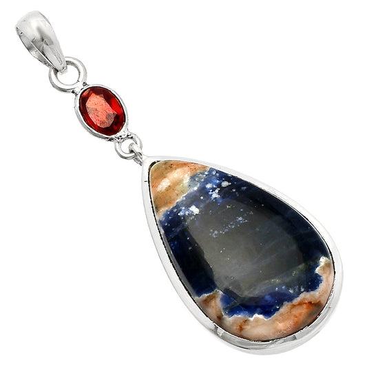 Natural Sodalite & Garnet Pendant P-1531 SDP147578