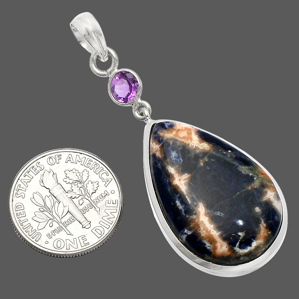 Natural Sodalite & Amethyst Pendant P-1531 SDP147580