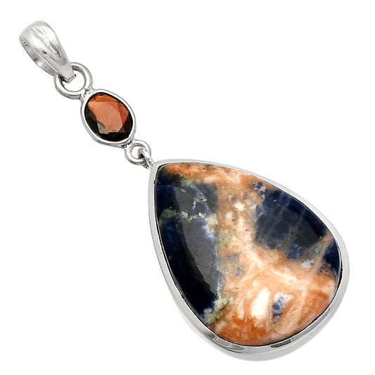 Natural Sodalite & Garnet Pendant P-1531 SDP147581