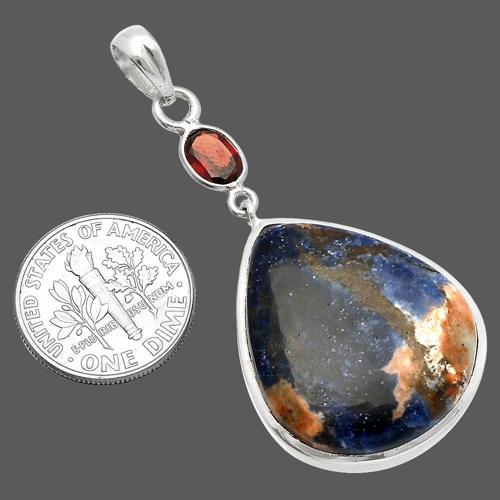 Natural Sodalite & Garnet Pendant P-1531 SDP147586