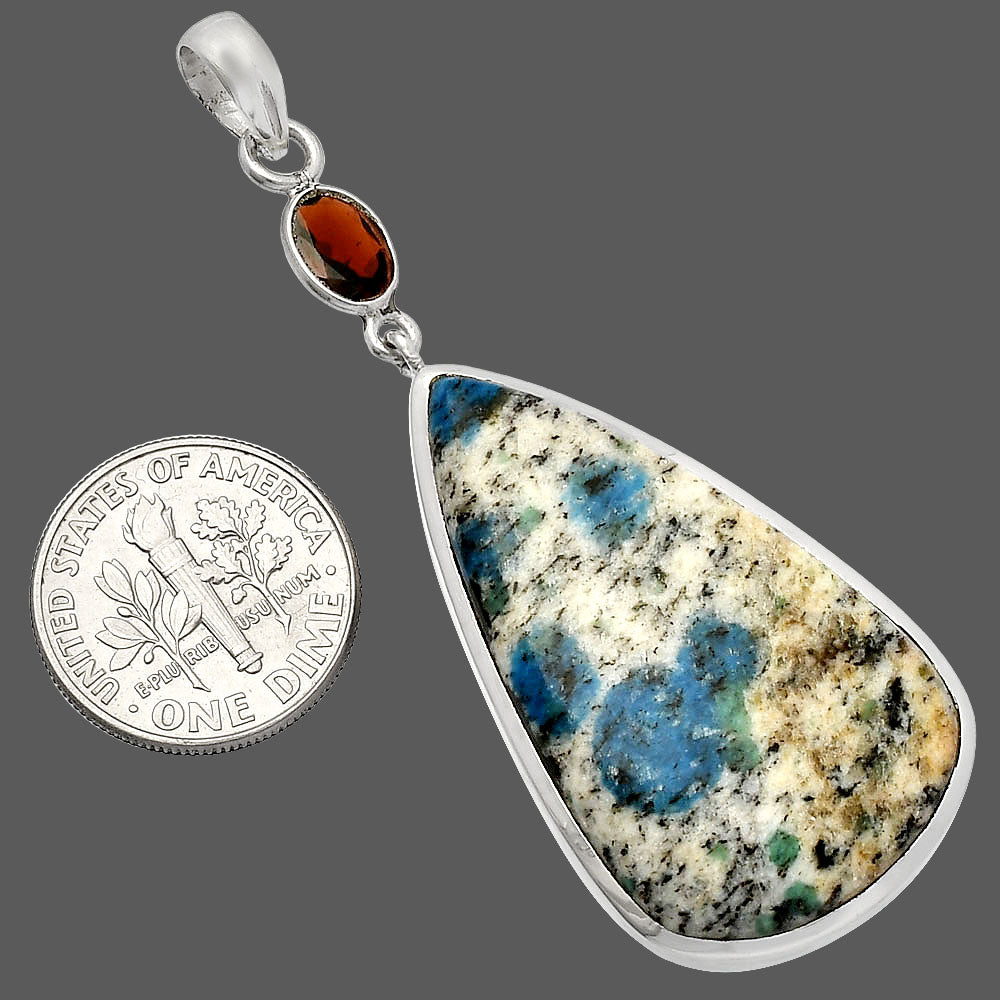 K2 Blue - Azurite In Quartz & Garnet Pendant P-1531 SDP147596