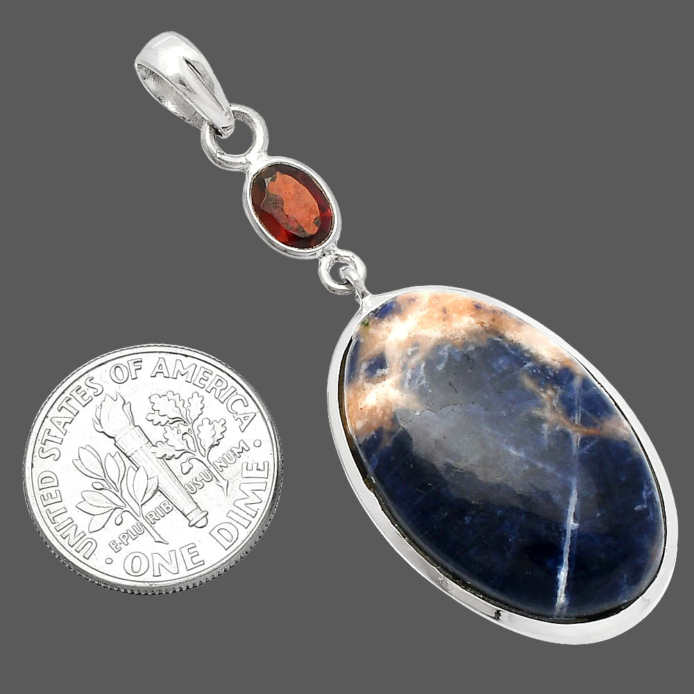 Natural Sodalite & Garnet Pendant P-1531 SDP147603