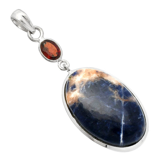 Natural Sodalite & Garnet Pendant P-1531 SDP147603