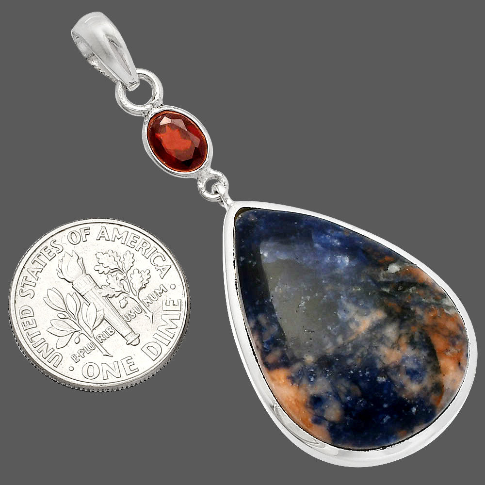 Natural Sodalite & Garnet Pendant P-1531 SDP147612
