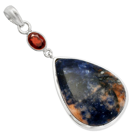Natural Sodalite & Garnet Pendant P-1531 SDP147612