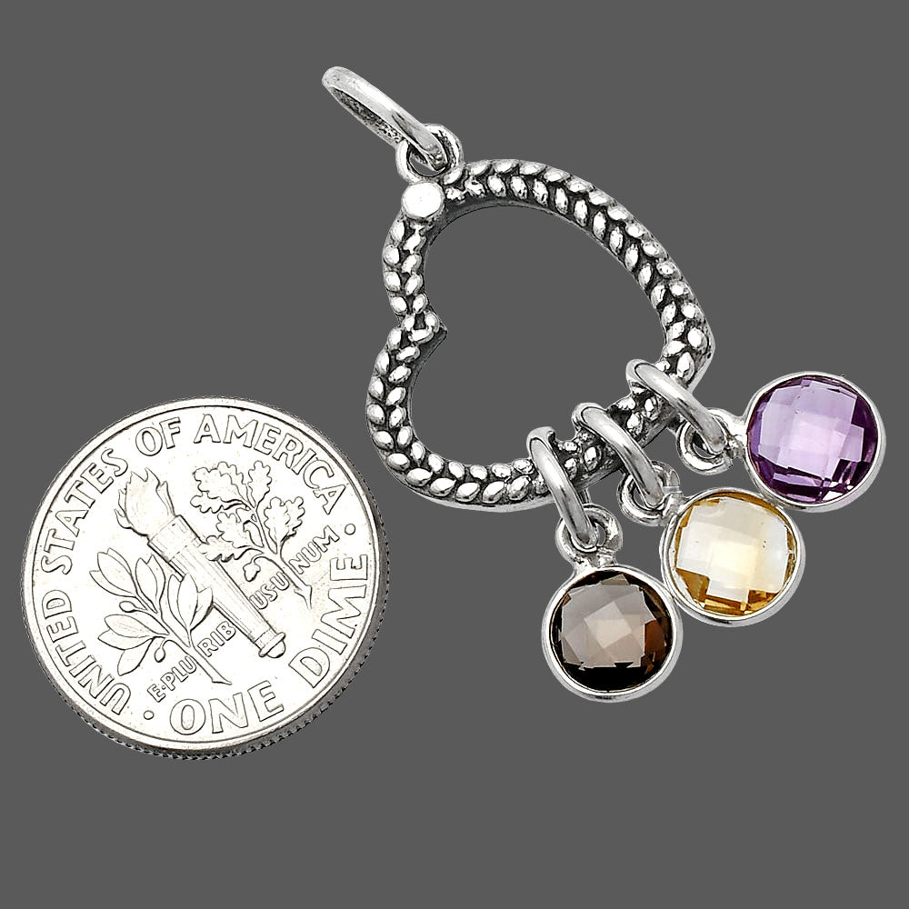 Heart - Citrine, Amethyst & Smoky Quartz Pendant P-1731 SDP147814