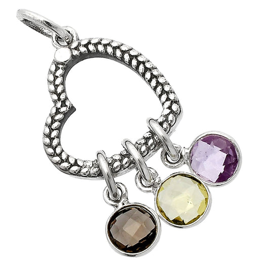 Heart - Lemon Quartz, Amethyst & Smoky Quartz Pendant P-1731 SDP147815
