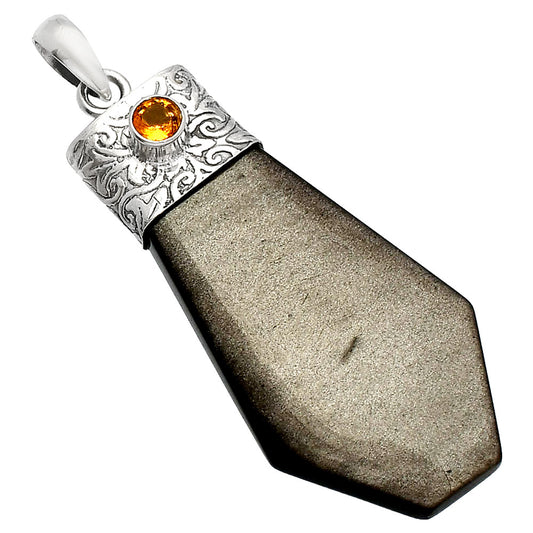 Natural Silver Obsidian & Citrine Pendant P-1331 SDP147870