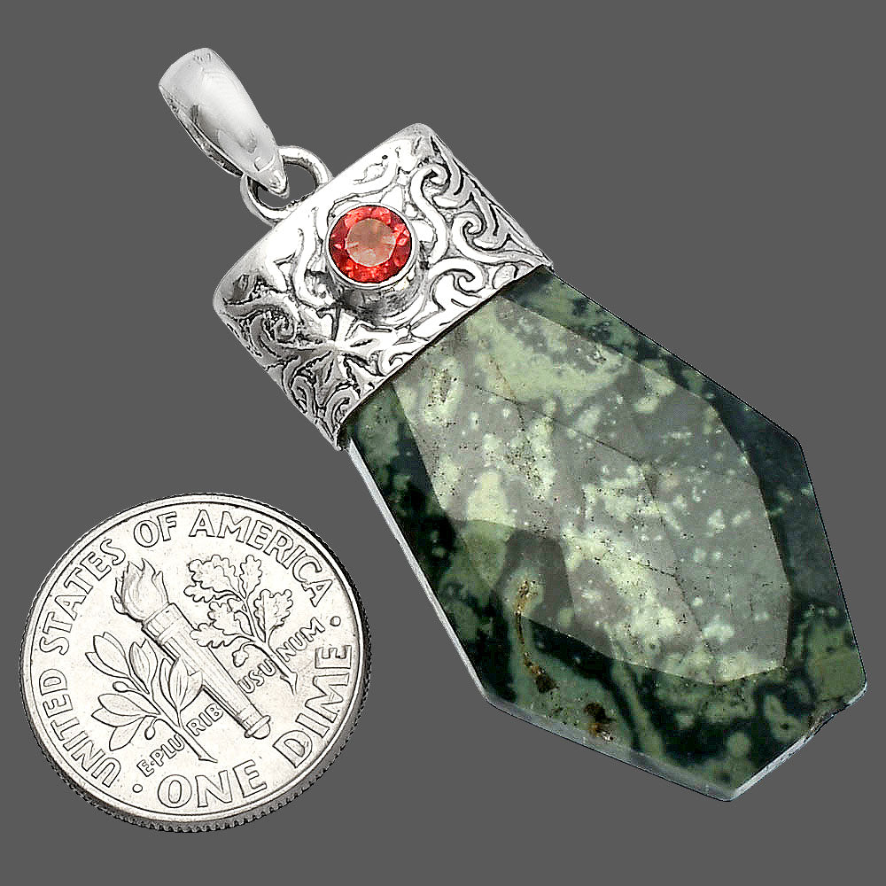 Natural Star Galaxy Jasper & Garnet Pendant P-1331 SDP147872