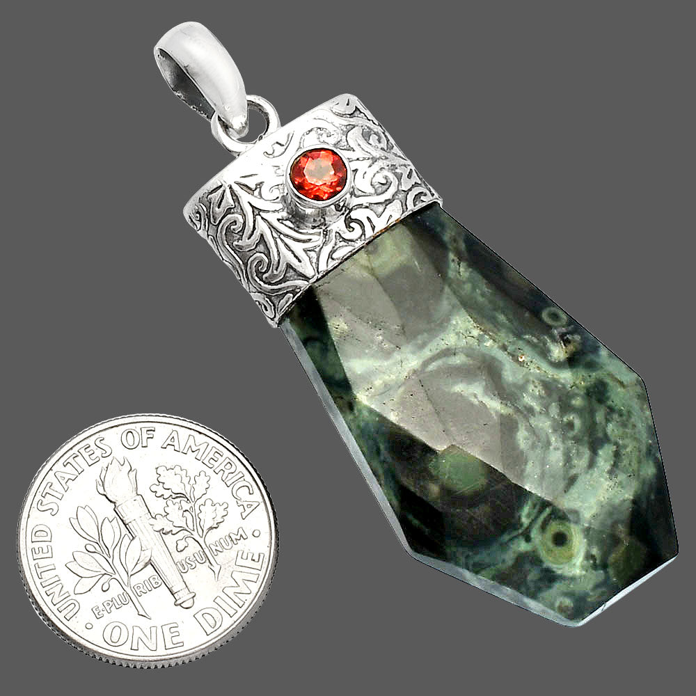 Natural Star Galaxy Jasper & Garnet Pendant P-1331 SDP147887