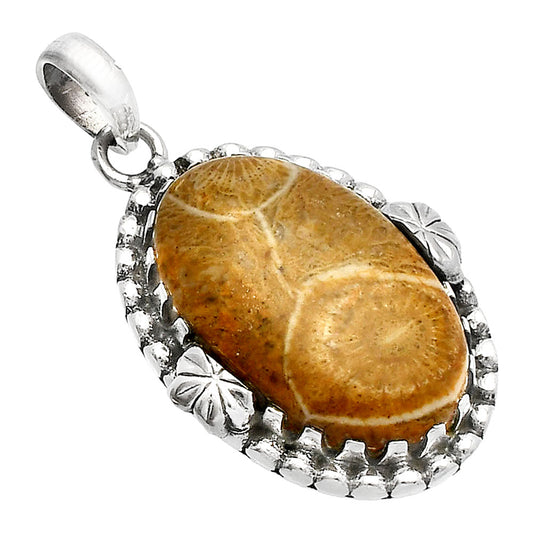 Natural Flower Fossil Coral Pendant P-1730 SDP147931