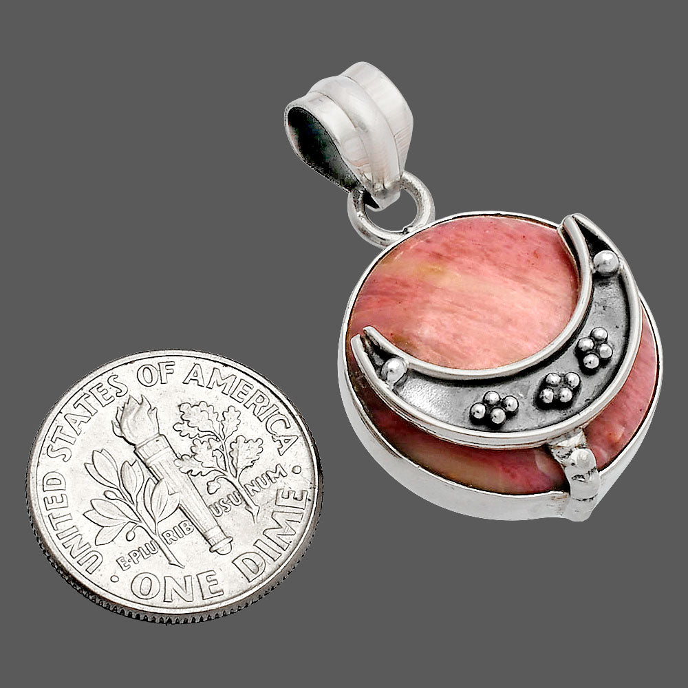 Crescent Moon - Pink Tulip Quartz Pendant P-1719 SDP148031