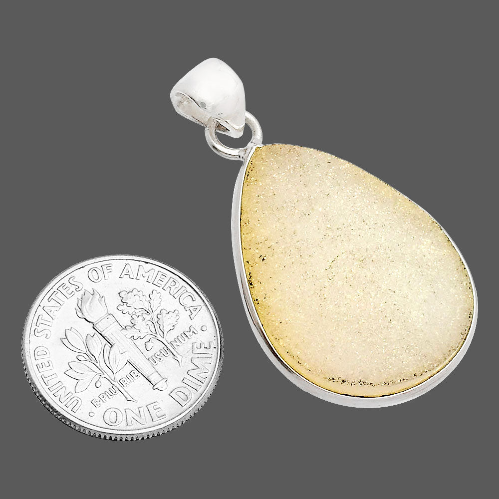 Snow White Druzy Pendant P-1001 SDP148136