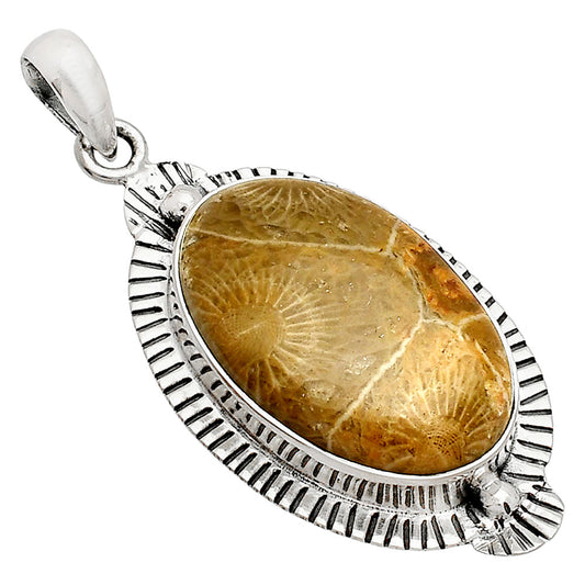 Natural Flower Fossil Coral Pendant P-1732 SDP148272