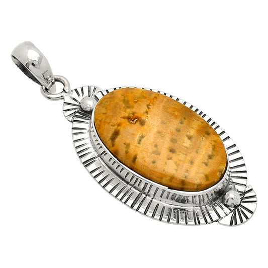 Natural Palm Root Fossil Agate Pendant P-1732 SDP148286