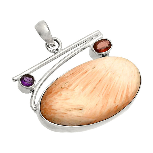 Orange Scolecite, Garnet & Amethyst Pendant P-1286 SDP148380