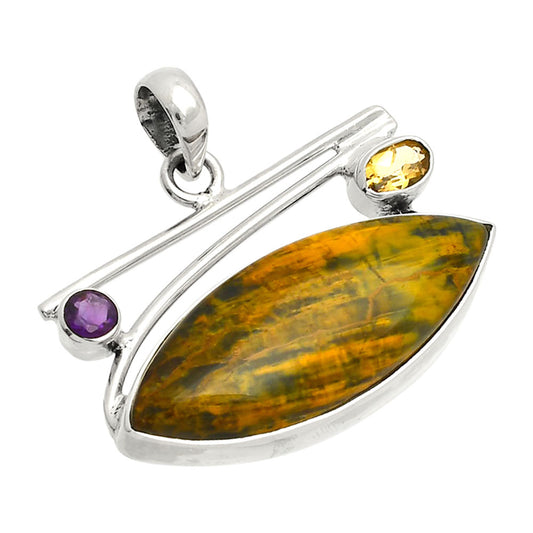 Natural Nellite, Citrine & Amethyst Pendant P-1286 SDP148386