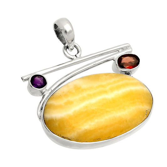 Honey Aragonite, Garnet & Amethyst Pendant P-1286 SDP148410