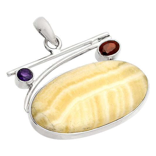 Honey Aragonite, Garnet & Amethyst Pendant P-1286 SDP148415