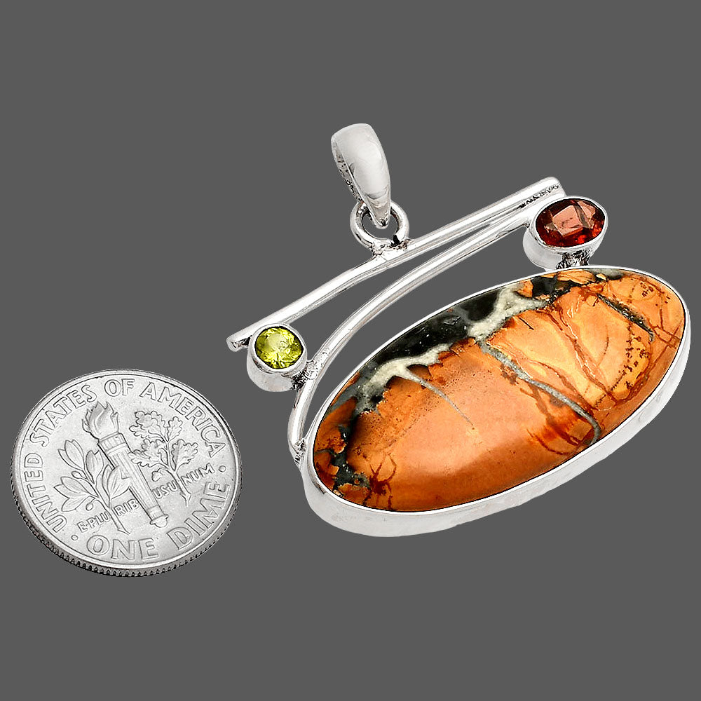 Maligano Jasper, Garnet & Peridot Pendant P-1286 SDP148416