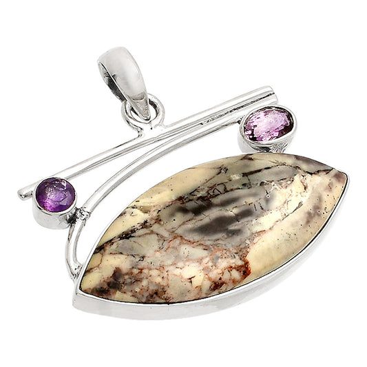 Natural Porcelain Jasper & Amethyst Pendant P-1286 SDP148425
