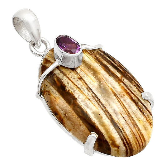 Natural Stick Agate & Amethyst Pendant P-1386 SDP148440