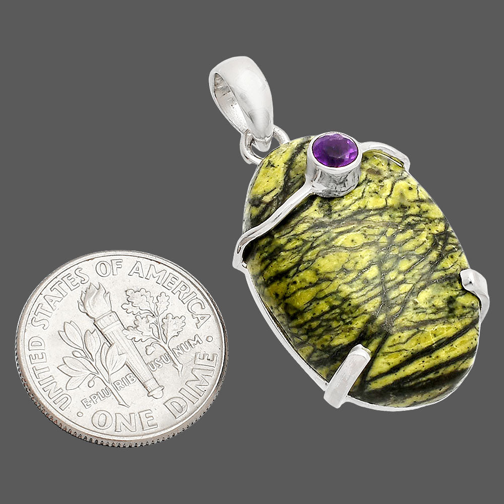 Natural Chrysotile & Amethyst Pendant P-1386 SDP148452