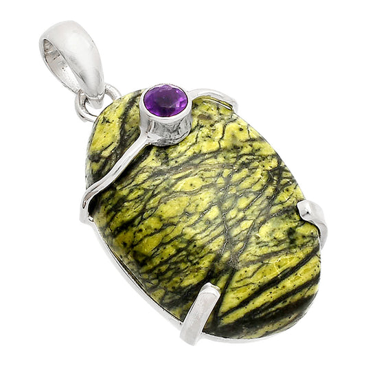Natural Chrysotile & Amethyst Pendant P-1386 SDP148452