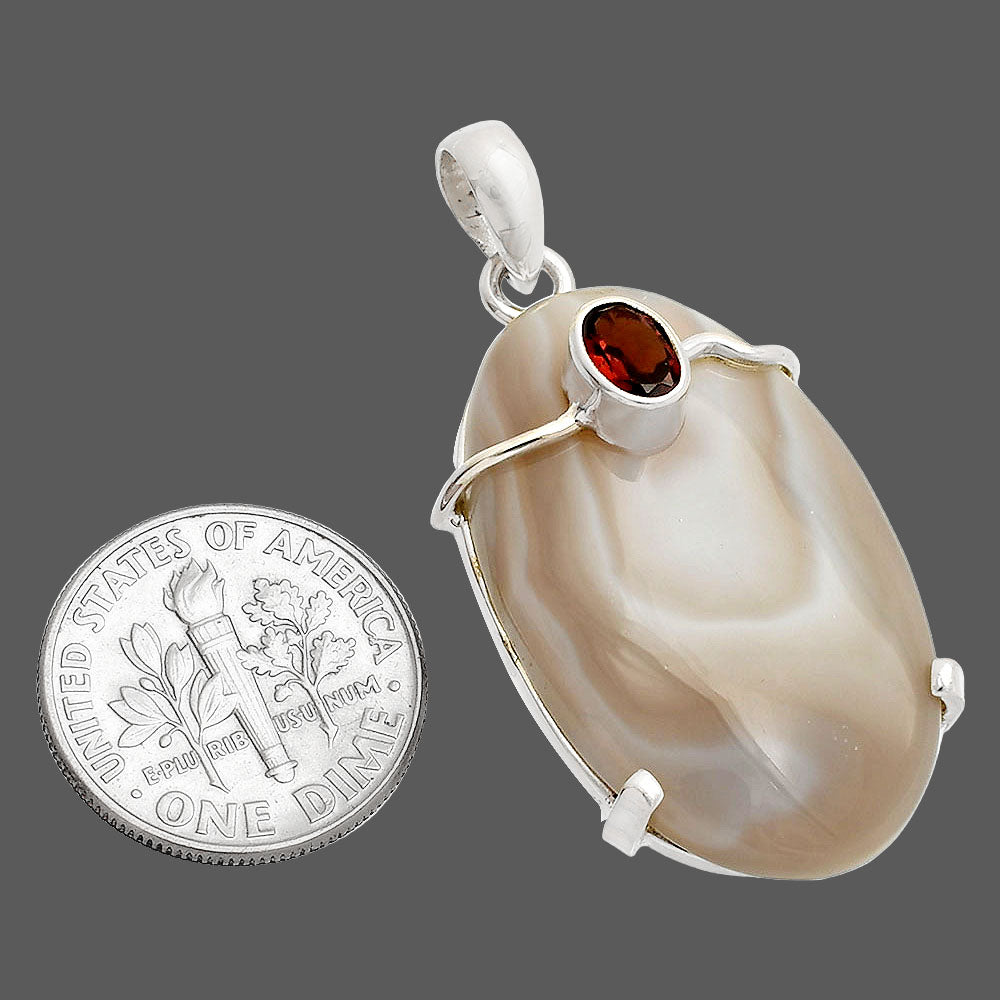 Natural Banded Onyx & Garnet Pendant P-1386 SDP148466