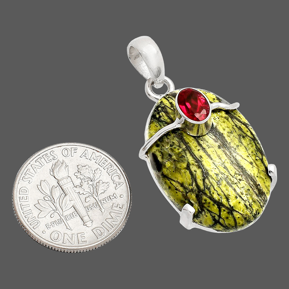 Natural Chrysotile & Garnet Pendant P-1386 SDP148469