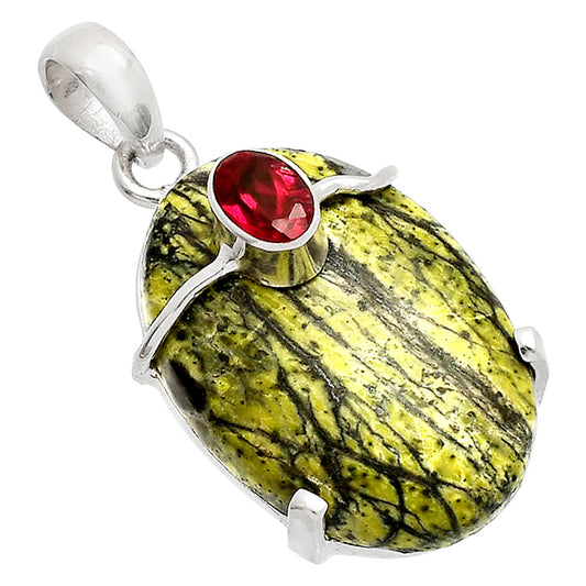 Natural Chrysotile & Garnet Pendant P-1386 SDP148469